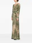 Длинное платье с вышивкой Elie Saab, зеленый - фото 3