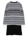 Плиссированное платье с узором зигзаг Missoni Kids, черный - фото 2