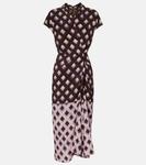 Платье миди с принтом и сборками Dries Van Noten, коричневый - фото