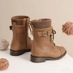 Ботинки до середины икры с шнуровкой DREAM PAIRS, Camel - фото 4