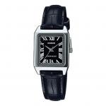 Часы CASIO Vintage Style Square Red Squarees Quartz Black Analog, черный - фото
