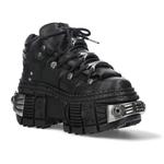 New Rock Кожаные Платформенные Ботильоны-WALL106-S10, черный - фото