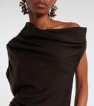 Длинное шерстяное платье Mabel на одно плечо Staud, Earth - фото 4