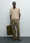 Поло Massimo Dutti RIBBED POLO COLLAR, Beige - фото 2