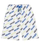 Шорты из хлопкового пике с логотипом Kenzo, белый - фото