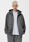 Толстовка PULL&BEAR Zip-up sweatshirt, Dark Grey - фото