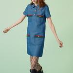 GUCCI Женское платье с шортами и рукавами, цвет Blue - фото 2