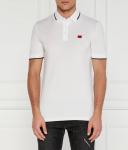 Поло мужское Hugo с окантовкой рукавов и воротника, белый - фото