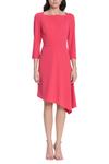 Three Quarter Sleeve Oblique Dress In Raspberry Donna Morgan, Raspberry - фото