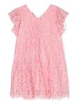 Monnalisa кружевное платье миди с оборками, розовый - фото 2