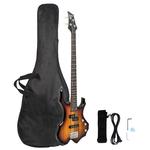 Басс гитара Glarry Sunset Burning Fire Electric Bass Guitar Full Size 4 String - фото