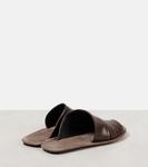 Кожаные шлепанцы со сборками Brunello Cucinelli, Cacao - фото 2