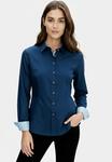 Блуза HEVENTON Button-down blouse, Navy Blue/Dark Blue - фото 6