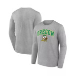 Мужская футболка с длинным рукавом Heather Grey Oregon Ducks Campus Fanatics, серый - фото