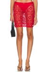 Прямая мини-юбка Norma Kamali, Tiger Red - фото