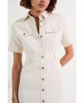 Женское джинсовое платье-рубашка миди Karen Millen, Cream - фото 3