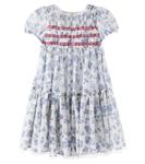 Платье-сетка с цветочной вышивкой Monnalisa, Panna+Blu - фото