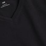 Футболка H&M V-neck Slim Fit, черный - фото 8