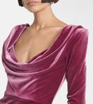 Платье миди из бархата с драпировкой Alex Perry, Plum - фото 4