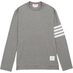 Футболка с длинным рукавом на 4 полосы THOM BROWNE, серая - фото