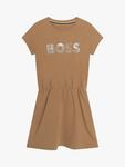 BOSS Kids' логотип короткий рукав джерси платье HUGO BOSS, Chocolate - фото