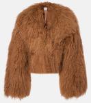 Куртка из овчины Self-Portrait, коричневый - фото