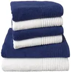 Набор полотенец Dyckhoff "Блестящий" (комплект (6 шт.), синий/белый - фото