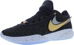 Nike Mens Lebron 20, Black/White/Pure Platinum/Metallic Gold - фото