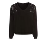 Женский свитер из тонкой ткани с вышивкой Olsen, Black - фото 4