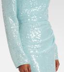Платье со сборками, расшитое пайетками Erdem, Pale Blue - фото 5