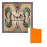 HERMES Шёлковый шарф, Gray Yellow/Blue - фото