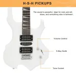 Электрогитара Glarry 36 дюймов в стиле горящего огня - белая - фото 3