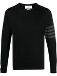 Thom Browne джемпер с круглым вырезом и полосками 4-Bar, черный - фото