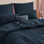 Комплект постельного белья RUIKASI, 3 предмета, 200х220/80x80, темно-синий - фото 4