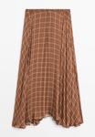 Юбка Massimo Dutti LONG FLOWING WITH CHECKED DETAIL, Brown - фото 8