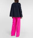 Хлопковая блузка с кружевом OSCAR DE LA RENTA, синий - фото 3