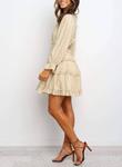 Платье-мини Dokotoo Ruffle Long Sleeve, бежевый - фото 3