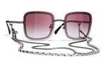 CHANEL Квадратные солнцезащитные очки для женщин, Dark Silver/Pink Gradient - фото 2