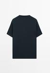 Футболка Massimo Dutti CREW NECK WITH RIBBED TRIMS, Dark Blue - фото 6