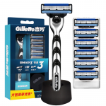 Sharp Speed 3 мужские оригинальные станки 3 упаковки с 4 лезвиями Gillette, seven-piece set: 1 knife rack+6 blade heads - фото