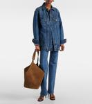 Сумка-тоут Lotus Medium из замши Khaite, Mud - фото 5