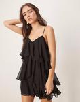 Платье-мини с ярусами ASOS DESIGN черного цвета - фото 2