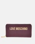 Кошелек на молнии с логотипом Love Moschino, гранатовый - фото