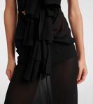 Платье с вырезом и рюшами из джерси Alaïa, Noir Alaia - фото 5