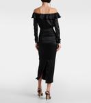 Шелковое платье миди с открытыми плечами Alessandra Rich, черный - фото 3