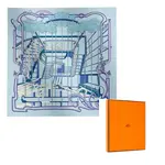 HERMES Шёлковый шарф унисекс синий, Blue - фото