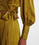 Топ-халат из шелкового атласа Zimmermann, оливковый - фото 5