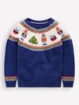 Детский джемпер с круглым вырезом в стиле Fair Isle Mini Boden, Navy Nutcracker - фото