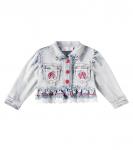 Джинсовая куртка с вышитыми воланами Monnalisa, Stone Bleach - фото