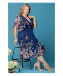 Платье коктейльное Plus Size Breezy Border Print Kiyonna, синий - фото 5